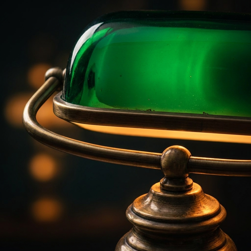 ## Bankers-Tischlampe mit gewölbtem Schirm